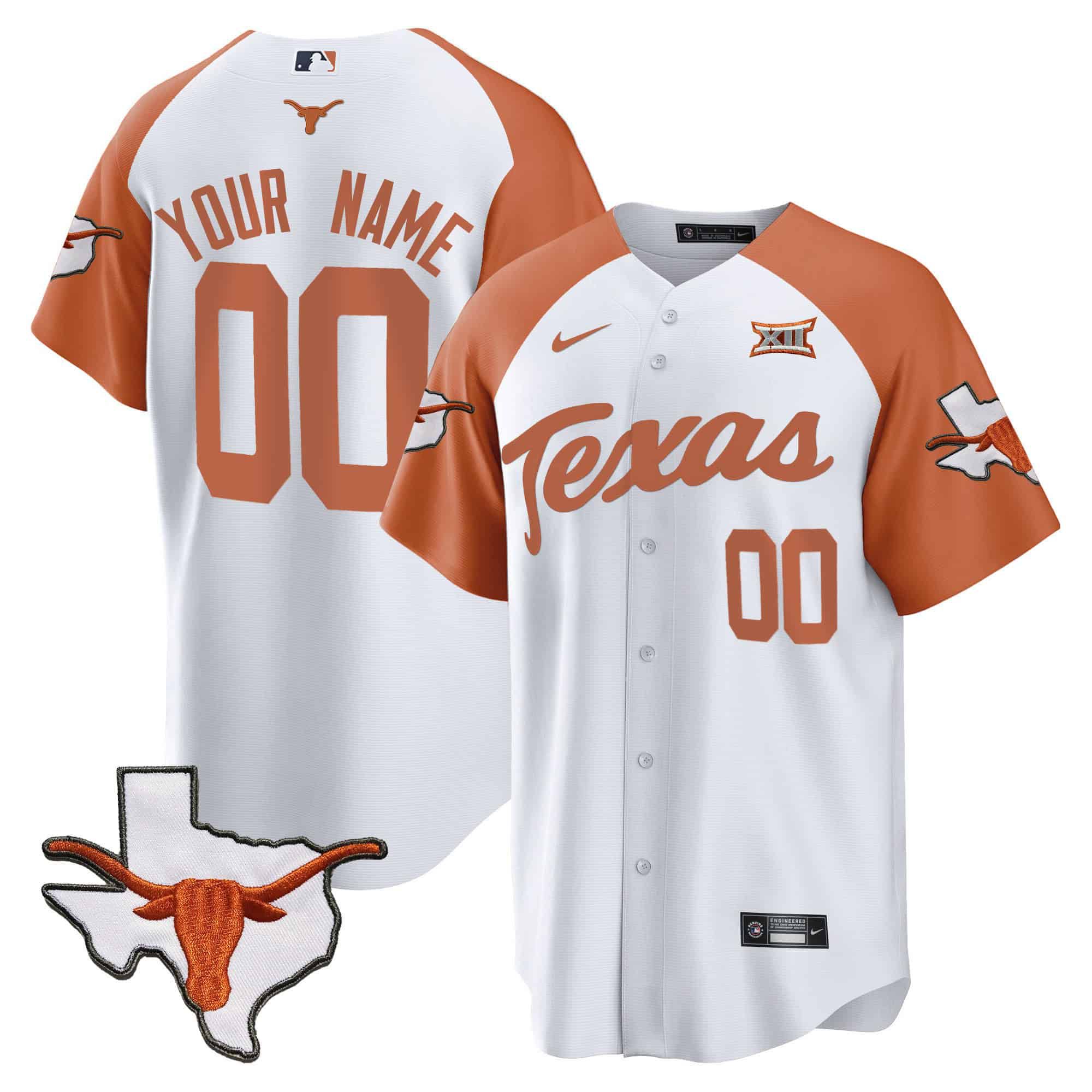 Men Texas Longhorns White 2024 Nike Baseball Custom NCAA Jersey style 2->customized nfl jersey->Custom Jersey